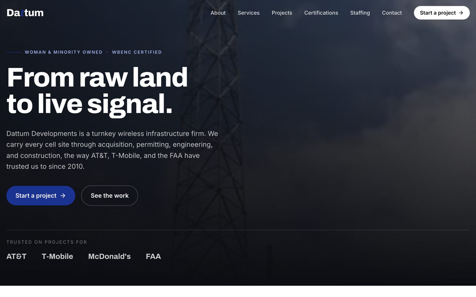Dattum Development · custom infrastructure site